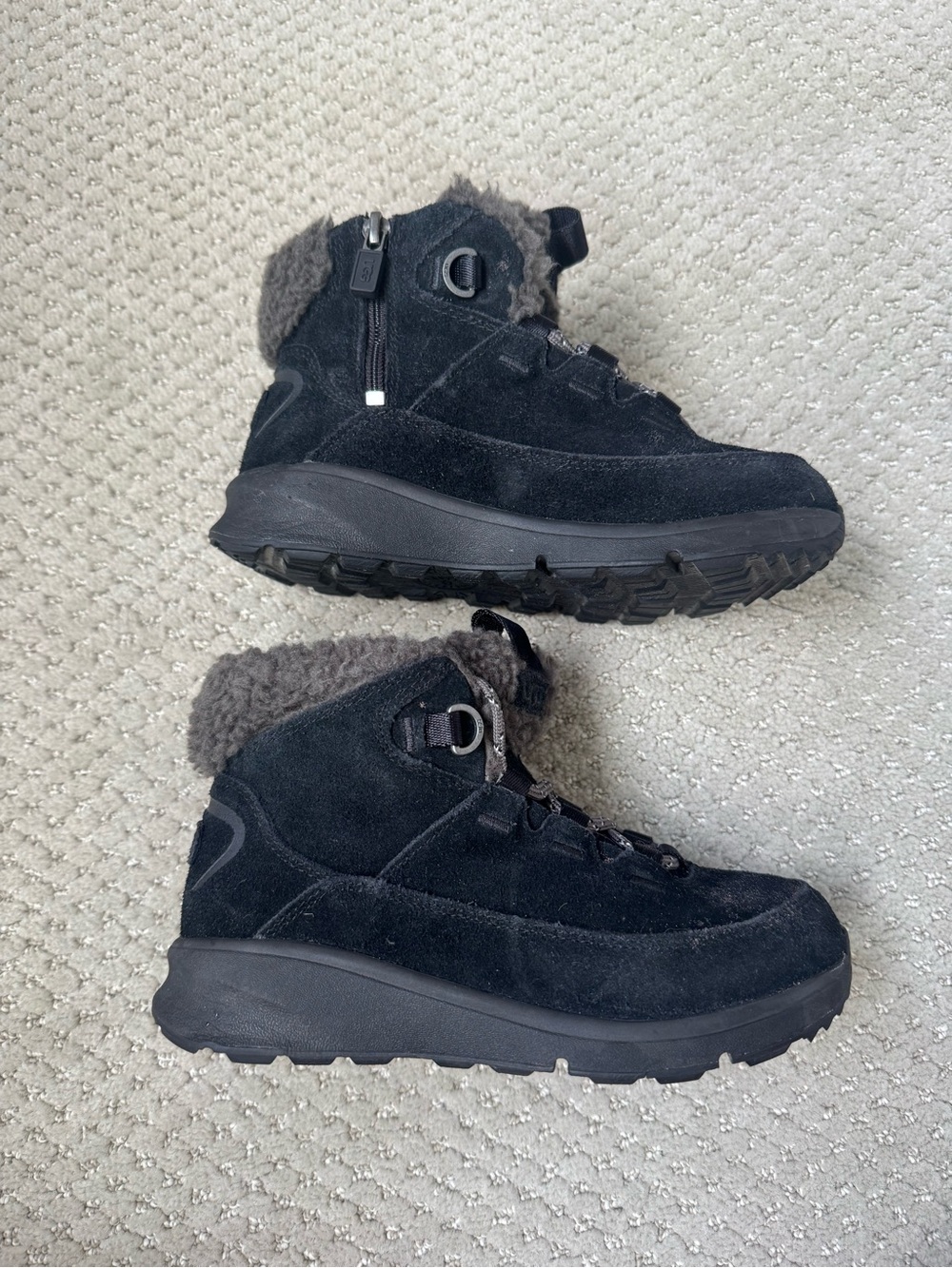 Kids Black Fleece-Lined Winter Boots